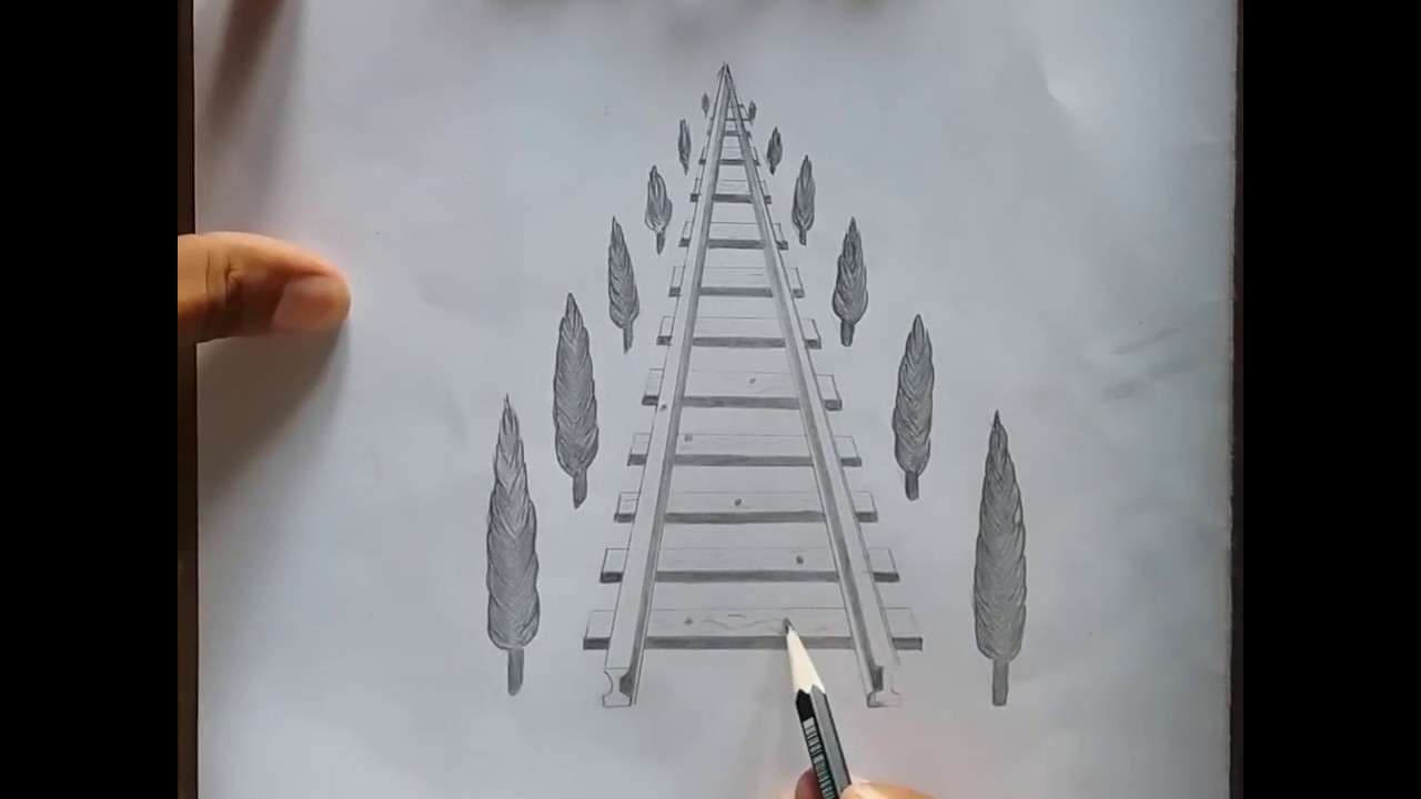 How to draw railway track - YouTube