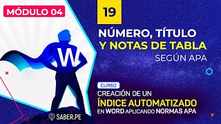 19: Número, título y notas de tabla | CURSO: CREACIÓN DE ÍNDICE SEGÚN APA