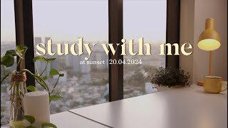 1-HR STUDY WITH ME at sunset | Calm Piano🎹 + streams sound | Motivation study.