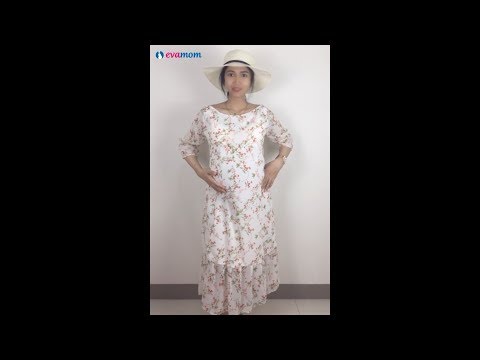 Đầm bầu hoa dáng dài lịch sự mặc đi làm hay đi tiệc đều đẹp | đầm bầu eva mom