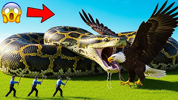 🐍 Heroic Rescuers Battle Giant Python to Save a Trapped Eagle 🦅