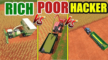 Farming Simulator 17 | POOR vs RICH vs HACKER : Gameplay Comparison | SILAGE JOB!!