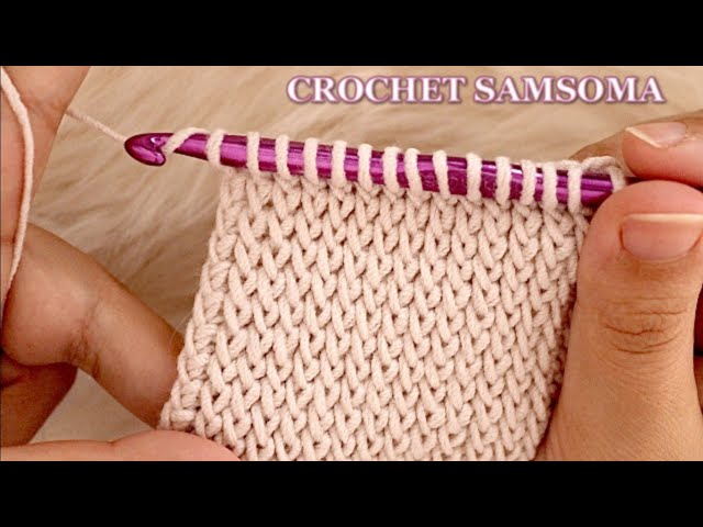 غرزة التريكو بالكروشيه التونسي / غرزة العدلة كروشيه / غرزة السنبلة / Tunisian Crochet Knit stitch class=