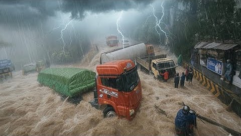 Menit Menit Dramatis‼️ Cuaca Extreme Jalan Banjir, Truk Siba Surya Tersiksa Total di Sitinjau Lauik