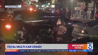 2 dead, 4 injured in violent multi-car crash in Canoga Park 