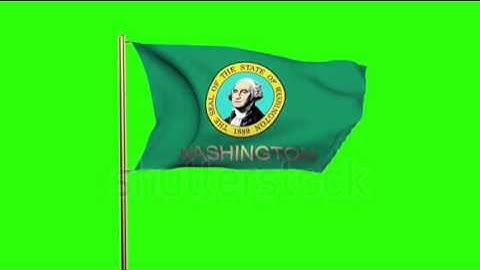 washington flag with title waving in the wind. Looping sun rises style. Animation loop Stock video