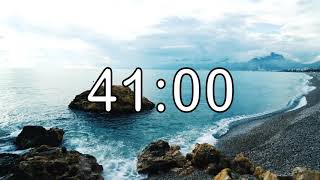 41 minute timer with Calm and Soft Music and sea wave cinematic background screenshot 1