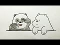 رسم سهل للمبتدئين | رسم قطبي و باندا من كرتون الدببة الثلاثة خطوة بخطوة | رسم كيوتات we were bears