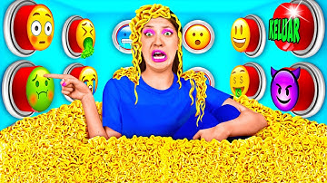 1000 Mystery Buttons Challenge Only 1 Lets You Escape | Food Battle by RaPaPa Challenge