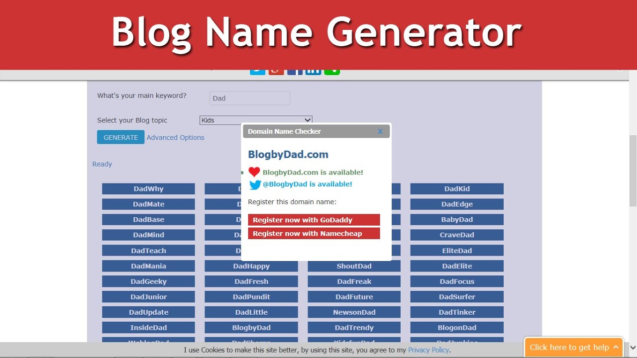 Blog Name Generator Video YouTube 