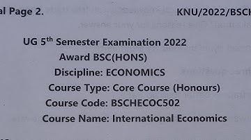 ECONOMICS Honours 502 Question Paper 2022 5th Semester Kazi Nazrul University KNU sem Hons