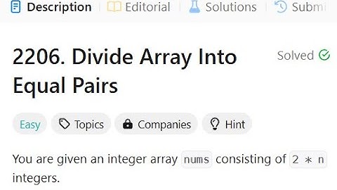 2206. Divide Array Into Equal Pairs | LeetCode | POTD | Hashing