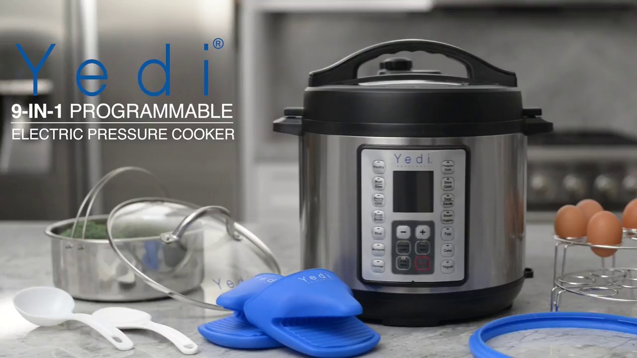  Yedi HOUSEWARE 9-in-1 Total Package Instant Programmable Pressure  Cooker, 6 Quart, Deluxe Accessory kit, Recipes, Pressure Cook, Slow Cook,  Rice Cooker, Yogurt Maker, Egg Cook, Sauté, Steamer, Stainless Steel: Home 