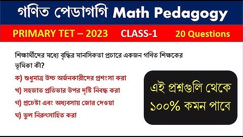 IMPORTANT MATH PEDAGOGY FOR PRIMARY TET | Primary TET Math PRACTICE 2023 | Math Tricks by Hasnat