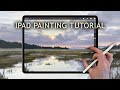 IPAD PAINTING TUTORIAL - Sunset Marsh landscape in Procreate
