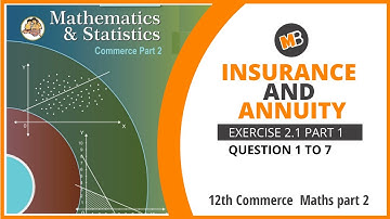 INSURANCE AND ANNUITY | CHAPTER 2 | EXERCISE 2.1 | 12th Com Maths 2(HSC) NEW SYLLABUS | Q.1 to Q.7