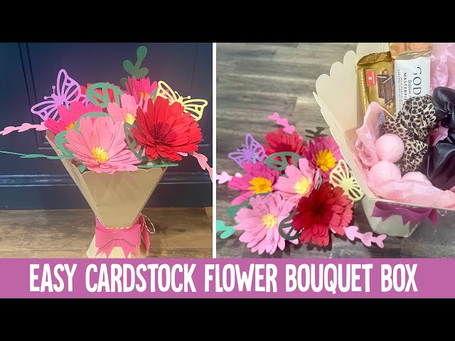 EASY Cardstock Flower Bouquet Gift Box Made With My Cricut