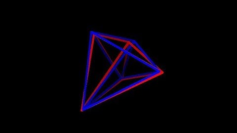 5-cell-anaglyph. Rotation in four-dimensional space. 4D. Fourth dimension. Hyperspace.