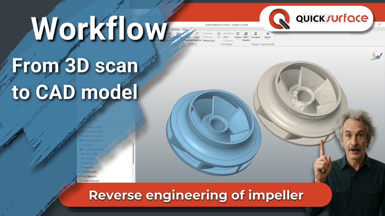 Рабочий процесс: Обратное проектирование рабочего колеса | QUICKSURFACE