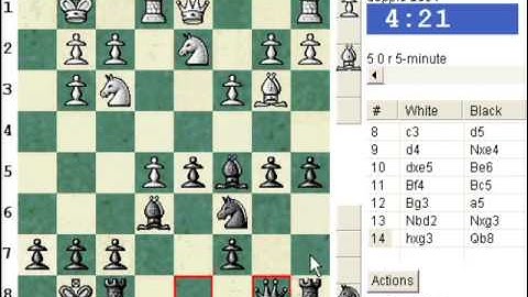 Chessworld.net : Blitz #222 vs. deppis (2030) - Ruy Lopez: Marshall Gambit counter-attack (C89)