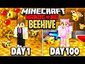 I Survived 100 Days in the BEE DIMENSION in HARDCORE Minecraft...