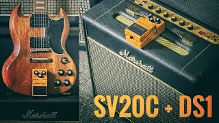 Marshall SV20C is the ONLY 1x10 Combo that has THE METAL GROWL
I should have demoed the Marshall Studio Vintage Combo version SV20C earlier but I assumed that the 10 speaker would sound too small. But boy was I wrong!! This is the only 1x10 combo Ive tried that has the classic 4x12 growl! Im playing it with a 2013 Gibson SG Standard CS Aged and I push it using a BOSS DS-1 Distortion pedal. This one really impressed me. Hats off to Marshall and Celestion.
Gear:
2019 Marshall SV20C with the stock 30W G10 Greenback Reissue
2013 Gibson SG Standard CS Aged with 1979 DiMarzio Super Distortion (Bridge) 1979 Super 2 (Neck)
1980s Boss DS1 Distortion pedal
1960s Beyerdynamic M160 Close mic
1960s Sennheiser MD21 room mic
Neve 1073 DPX Mic Preamp
Settings Guitar:
Guitar pots mostly maxed out, backing off on volume for the classic rock riffs.
Settings Amp:
I plugged in through the high input of the lead channel on the amp. Full volume through out the video. Treble and presence between 1 and 3, full mid for the classic rock licks and mid=4 for the metal riffs. Bass 4-5 for solos and between 0 and 1 for the metal riffs.
Settings pedal
Tone set very low. Varies between 0 and 4 throughout the video.
Level between 5 and 10, mostly 10.
Dist=0 for cleans and classic rock licks and between 5-9 for the metal riffs. Marshall SV20C is the ONLY 1x10 Combo that has THE METAL GROWL