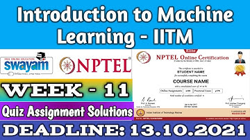 NPTEL Introduction to Machine Learning - IITM Week 11 Assignment Solutions | Swayam 2021