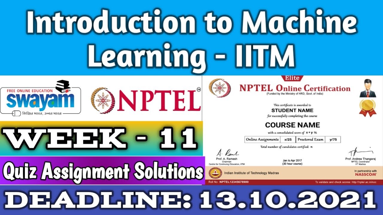 introduction to machine learning nptel assignment 11 answers 2023