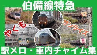 伯備線特急 車内チャイム・駅メロ集【やくも】【サンライズ】【岡山駅】【米子駅】【松江駅】【出雲市駅】