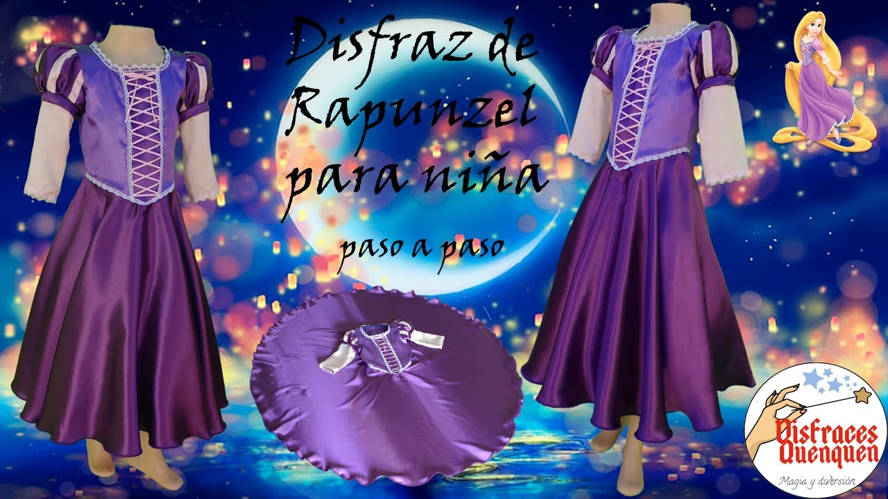 DIY. Disfraz de Rapunzel ???? para niña. Como hacer disfraces de Princesa  Disney fáciles - YouTube