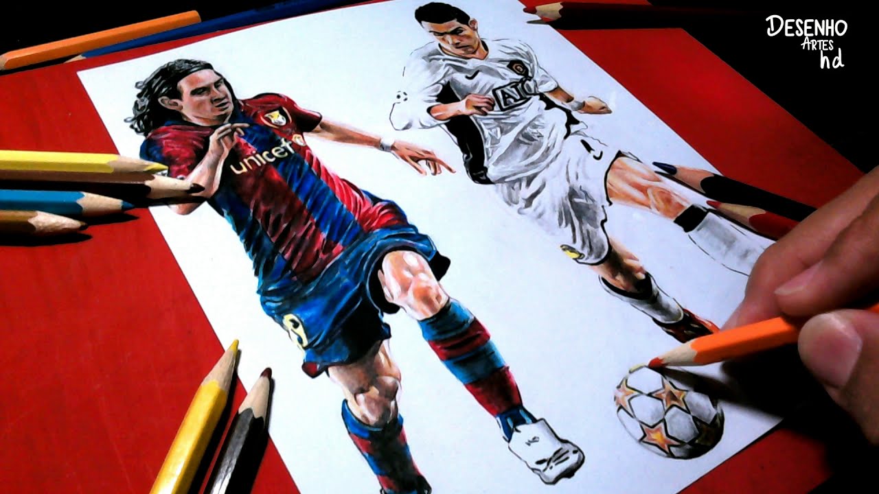 Dibujo Messi vs Cristiano Ronaldo - YouTube