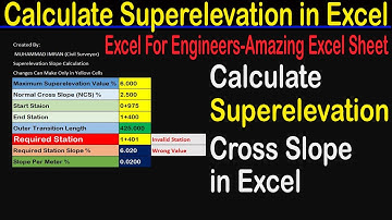 How to Calculate Superelevation Cross Slope in Excel I Excel For Engineers | Amazing Excel Sheet