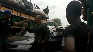 Army officer quarrelling with a police officer