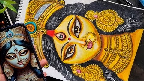 Devi Durga Oil Pastel Drawing | Maa Durga easy color drawing Part 2