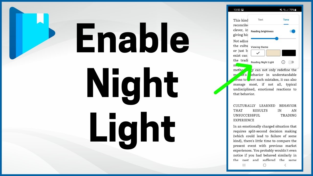 How to Enable Night Light on Google Play Books - YouTube