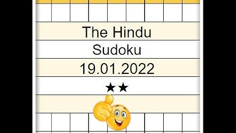 🔊How to Solve The Hindu Sudoku 2 Star | Step by Step Solution | 19.01.2022| Difficulty Level  ★★