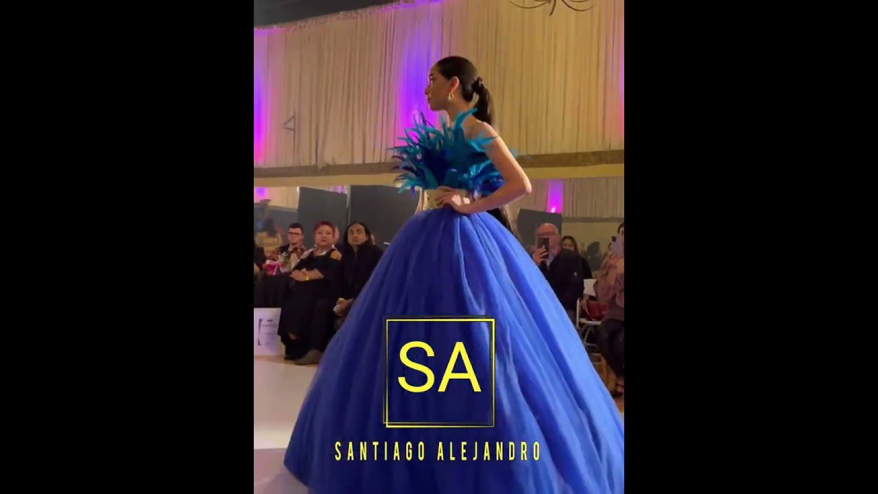 MISS TEEN OREGON LATINA NICOLE NARVAEZ WALKING THE RUNWAY IN A SANTIAGO ALEJANDRO DRESS