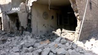 الدمار الذي لحق بحي الصاخور إثر القصف بالبراميل المتفجرة 2014-2-11