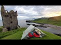 Camping in a 500 yr old castle in scotland foraging hiking  fishing catch cook