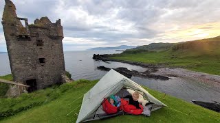 Camping in a 500 yr Old Castle on Remote Island in Scotland (Foraging, Hiking, & Fishing Catch Cook)