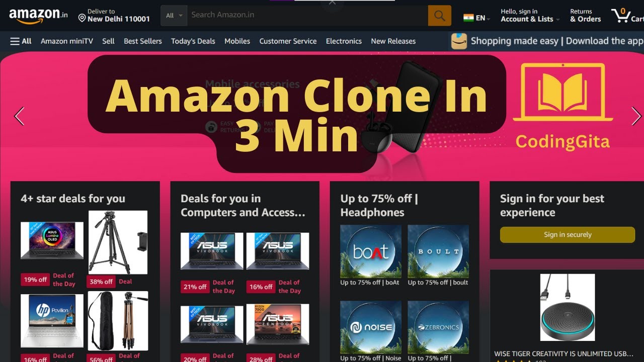 Building Amazon clone in 3 minutes with HTML/CSS [ReactJS, Locofy, HTML ...