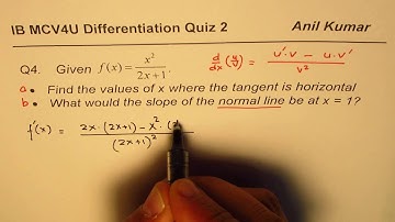 IB Math SL Calculus Differentiation Find Points for Horizontal Tangent MCV4U