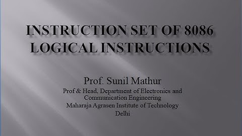 Lecture11 Logical Instructions of 8086