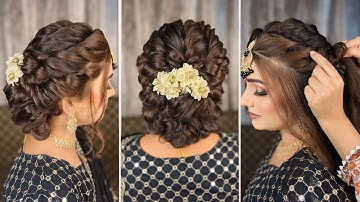 Messy bun hairstyle for wedding | party bun hairstyle for long hair | easy stylish bun hairstyle |