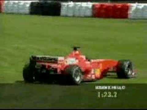 Rubens Barrichello spins while trying to clock a pole position time for the 2000 Australian Grand Prix.He was on a very Quick lap when he spun.