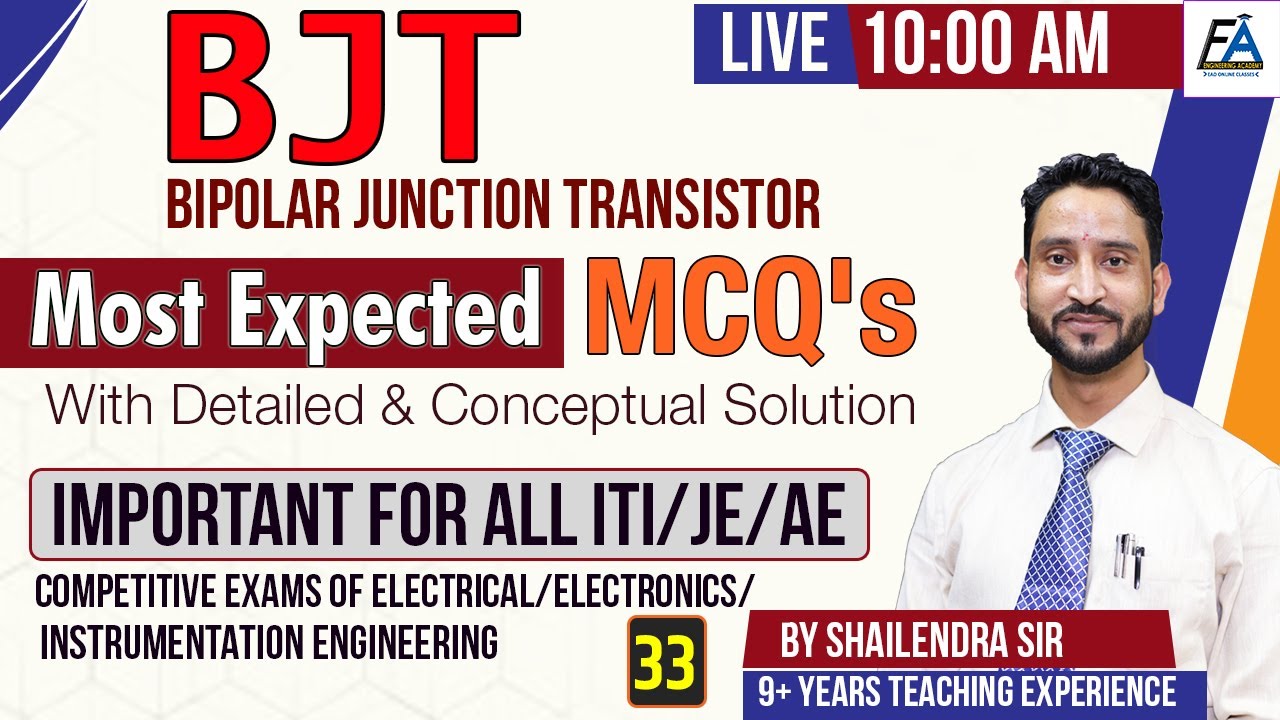 #33 | BJT MOST EXPECTED MCQ'S  | Detailed Solution & Explanation| BY SHAILENDRA SIR