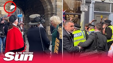 Moment King Charles is pelted with eggs during a walkabout in York