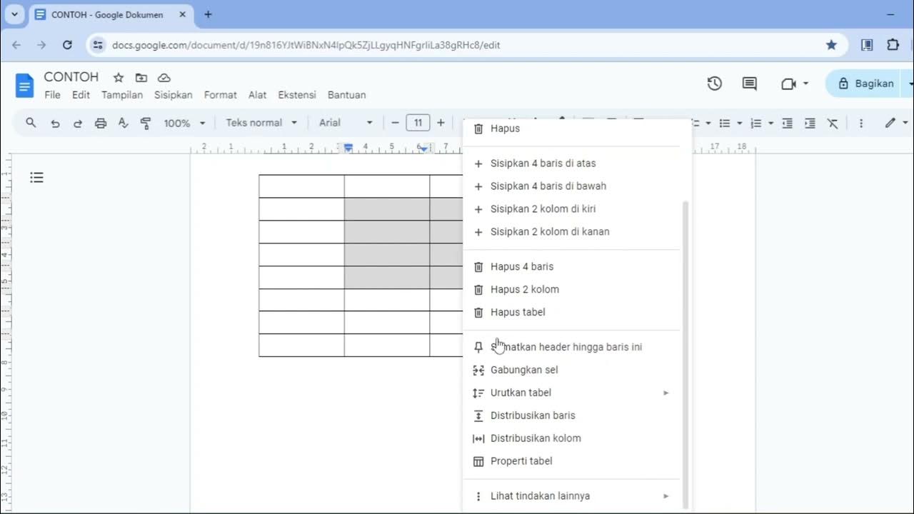 Cara membuat tulisan berada di tengah tabel di gdocs youtube