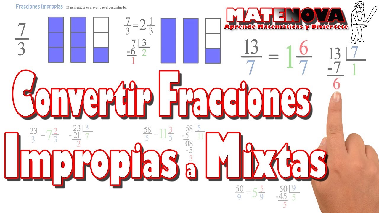 Convertir Fracciones Impropias a Mixtas | MateNova - YouTube