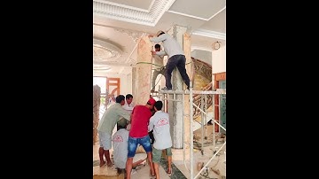 Chi tiết về các cột bằng đá hoa cương Marble hay Granit cột quá lớn 2 mảnh ghép thành  #ManhBaTuoi